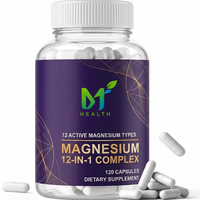 Capsules de complexe de magnésium OEM 700 mg |   Complément alimentaire 12-en-1 à absorption élevée, 120 unités, pour le soutien énergétique
