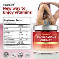 Complément alimentaire en gommes à l'extrait de racine d'Ashwagandha 1000 mg, qualité GMP, pectine végétalienne, marque privée OEM, pour la réponse au stress et le soutien du sommeil