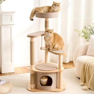 Wholesale 49 Inch Solid Oak Multi Level Tower Hammocks OEM ODM Custom Logo Sisal <b>Scratching</b> <b>Post</b> Modern Luxury Indoor - Product Image 3
