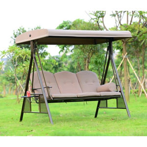 Gran oferta, Columpio de tres asientos de Metal de acero moderno, muebles de Patio de jardín al aire libre, Columpio de jardín para 3 personas - Product Image 1