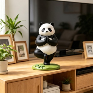 <span class=keywords><strong>Zen</strong></span> dans les bois -- Une figurine de panda yoga mignonne et fantaisiste pour le bureau. Cette figurine est sculptée et fabriquée par Bozhiyi. - Product Image 4