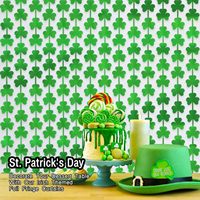 Rideaux à franges en aluminium pour la Saint-Patrick, en forme de trèfle, guirlandes métalliques, accessoires pour photomaton, décorations de fête