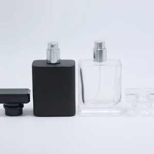 Flacon de parfum vide de luxe personnalisé transparent noir carré imprimé sérigraphié 30ml 50ml 100ml avec pulvérisateur et diffuseur à bâtonnets - Product Image 3