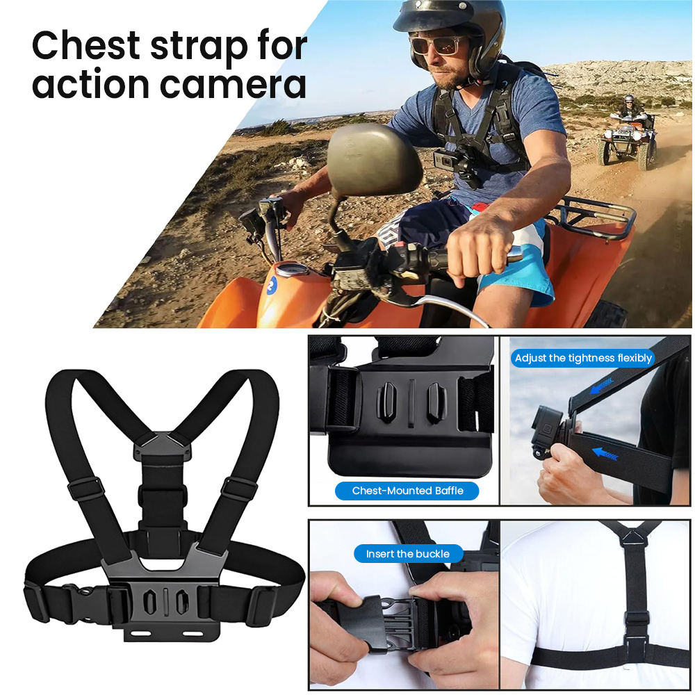 HONGDAK Action Cameras Accessories Kit 55 in 1 Selfie Stick Set for GoPro Hero 13 Waterproof Case Accessories Kit