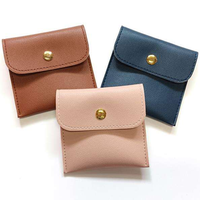 Pochette de luxe en cuir végétalien avec logo, mini étui de voyage pour écouteurs, sac organisateur pour brillant à lèvres, pochette cadeau pour mariage, vente en gros