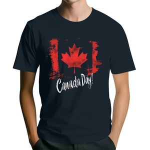 Hot Sale Men's Canada National Emblem Knitted T-shirt Vintage Washed Cotton Crewneck 3D Pattern Quick Dry Breathable - Product Image 5