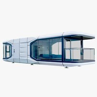 Capsule spatiale de luxe préfabriquée, maison mobile compacte avec vue panoramique pour le glamping en station balnéaire et la vie en plein air