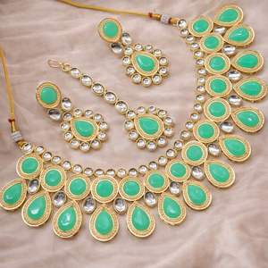 Traditional Copper <b>Bridal</b> <b>Jewelry</b> <b>Set</b> Fashionable Ethnic Wedding Necklace & Earrings for Women and Girls - Product Image 4