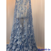 Kain Tulle Prancis Bordir Ringan Berhias Manik-Manik, Kain Lace Tali Afrika Warna-Warni Larut Air, Payet, Lace, Bunga 3D