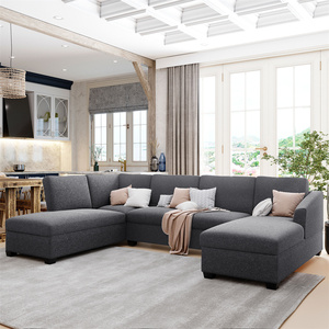Biểu Tượng Tùy Chỉnh Hoàng Gia Vua Lớn Hình Dạng U Cắt Modulor Sofa Đôi Thêm Rộng Đôi Chaise Phòng Chờ Ghế Màu Xám Cho Phòng Khách - Product Image 1