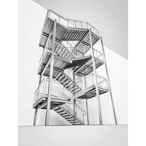 <span class=keywords><strong>Escalera</strong></span> de fuego grande para exteriores, drenaje exterior, nieve, drenaje y prevención de óxido, marco de acero, superficie de <span class=keywords><strong>escalera</strong></span> de hierro galvanizado - Product Image 2