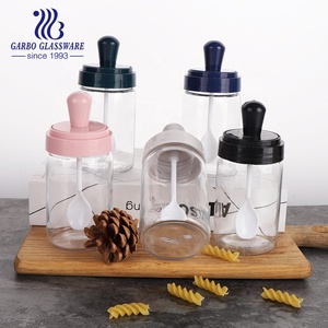 Tarro de Vidrio para Sal, Pimienta y Aceite de 270 ml, Botella para Condimentos, Recipiente con Cuchara de Plástico y Tapas de Colores, Salero - Product Image 2