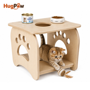 Tavolino 2-in-1 in <span class=keywords><strong>Legno</strong></span> per Gatti, Tavolino Salvaspazio con Cuccia Nascosta e Tiragraffi, Arredamento per Soggiorno Condiviso Uomo-Cane - Product Image 1