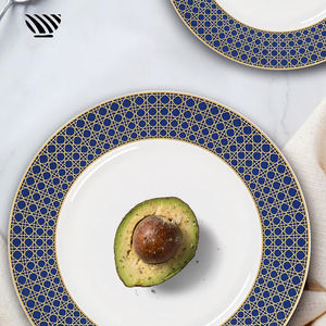 Juego <span class=keywords><strong>de</strong></span> Platos <span class=keywords><strong>de</strong></span> Porcelana China con Incrustaciones Doradas <span class=keywords><strong>y</strong></span> Cuadrícula Azul Oriental Tradicional, Platos Ecológicos Hechos a Mano para Cenar <span class=keywords><strong>y</strong></span> Regalar - Product Image 5