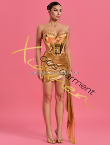 Conjunto de Dos Piezas Sny Crystal para Conciertos, Plateado, sin Tirantes, con Cordones Ajustables y Abertura Lateral, para Mujer - Product Image 6