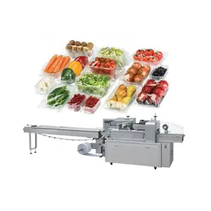 Machine à emballer automatique de laitue iceberg de légumes frais à débit Machine d'emballage d'oreiller Sac servo de légumes d'épinards en plastique