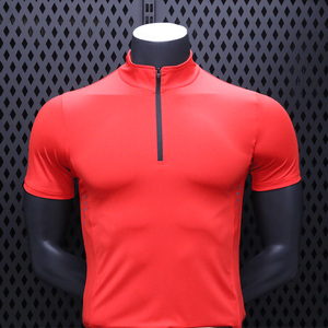 Camiseta de entrenamiento de manga corta para hombre Slim Fit Top de entrenamiento de cuello alto con cremallera de secado rápido para correr y entrenar - Product Image 6