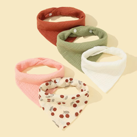 Ensemble de 5 bavoirs en mousseline de coton biologique doux, fermeture à lacets, lavables, bavoirs à imprimé floral, serviettes triangulaires, linges à rotules pour nouveau-nés