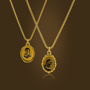Collier pendentif tendance 2026 en acier inoxydable 316L plaqué or 18 carats avec pièce religieuse Vierge Marie pour femme - Product Image 1
