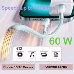 New Arrival Nylon Charging Cable Braided Phone Cable 60W Quick Charge Gradient Data Cable for Phone14 15 16 17 - Product Image 3