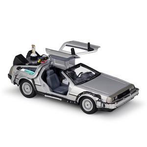 Modèle de voiture DeLorean en alliage moulé sous pression à l'échelle 1:24, inspiré de la série À l'avenir, avec portes ouvrantes, contrôle de la force, dans un coffret cadeau coloré - Product Image 1