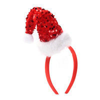 Nouveau serre-tête de Noël en tissu fait main, best-seller transfrontalier, rouge, design elfe deux pièces, avec pompon moelleux, accessoire pour cheveux