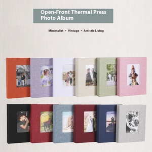<span class=keywords><strong>Album</strong></span> di foto in tessuto di lino da 6 pollici con inserto Polaroid con copertura in PVC per finestra rilegato a spirale con funzione di riporre libro interno - Product Image 3