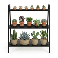 Support pour plantes en métal à trois niveaux antirouille - Convient à l'intérieur et à l'extérieur - Revêtement en poudre de zinc - Support pour pot
