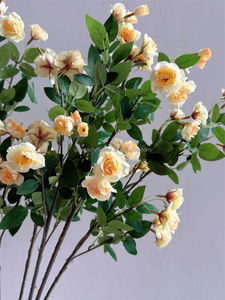 C168 Vente en gros de bouquets de fleurs artificielles en soie multi-têtes, <span class=keywords><strong>mini</strong></span> roses blanches pour centres de table de mariage, vases et décorations de table - Product Image 5