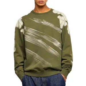OEM&ODM Manufacturer Garment-Dyed Style Brushed Bleach Printed Sweatshirt 100 Cotton Sweatshirts Wholesale Men Sweatshirts