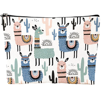 Sacs de maquillage en toile de polyester imperméable à motif de lettres mignonnes, fermeture éclair, pour femmes, pour les voyages, étui cosmétique