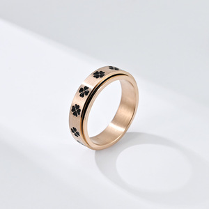 Four Leaf Clover Rotating <b>Ring</b> Unisex Pinky <b>Ring</b> Gift Jewelry Relief Anxiety Good Luck Symbol Rose Gold Tone - Product Image 4