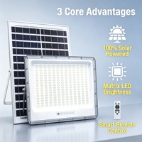 Lámpara Solar de Seguridad con Sensor de Movimiento, Control Remoto, IP67 Impermeable, LED 300W, Luz Automática Solar para Exteriores
