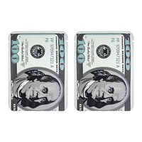 100 PCS 1 Set Sacs Mylar à motif dollar 3,5g, anti-odeur, à fermeture éclair, pour argent et accessoires