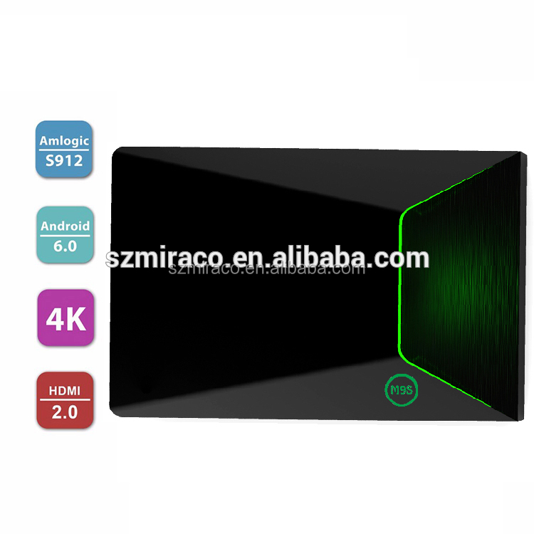 2017 nueva venta caliente M9S Z9 S912 caja superior 2 Gram 16 GROM Android 6.0 TV box para al por mayor