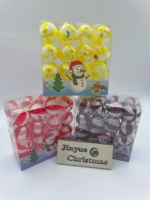 JIN YUE Boules de Noël personnalisées de haute qualité, ornements festifs, boules rouges facettées, capuchons dorés brodés en plastique