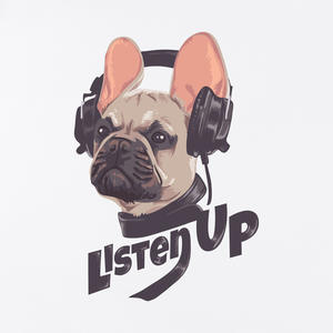 BLACKWHITE Camiseta de manga corta con estampado de auriculares French Bulldog, ropa informal de algodón para hombre Q64 - Product Image 1