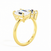 Bagues de fiançailles personnalisables en argent 925 avec moissanite VVS taille poire et émeraude double pierre pour unisexe – Fournisseurs de bijoux