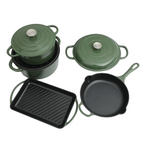 Bán Buôn Đồ dùng nhà bếp không dính chậu và chảo men nấu ăn đồ dùng gang <span class=keywords><strong>Cookware</strong></span> Set - Product Image 2