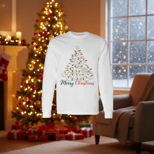 Camiseta de manga larga con estampado de luces de árbol de Navidad, ropa navideña a juego para la familia - Product Image 3