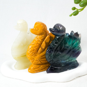 Carved Crystal <strong>Stone</strong> Swan Animal Crystal Carvings Yellow Xiuyu <strong>Jade</strong> Fluorite Natural Crystal Carving Animal Gemstones - Product Image 2