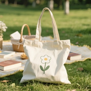 Sacs fourre-tout en toile de coton bio réutilisables et écologiques en gros avec logo personnalisé à bas prix - Product Image 3