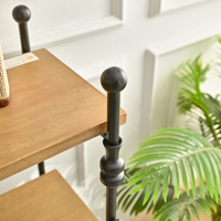Étagère d'angle vintage à 3 niveaux en métal et bois Innova Home Living Room pour la maison et le bureau