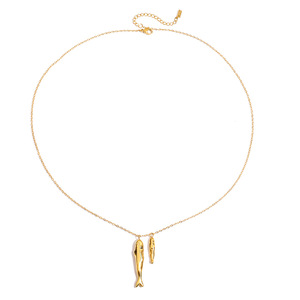Collar con Colgante de Piscis, Chapado en Oro de 18K, Acero Inoxidable, Forma de Animal, Joyería Unisex para Uso Diario - Product Image 5