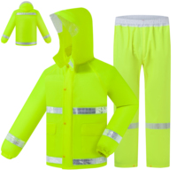 Combinaison de pluie classique haute visibilité réfléchissante en tissu tricoté PVC durable et imperméable pour l'assainissement, l'entretien municipal et les excursions