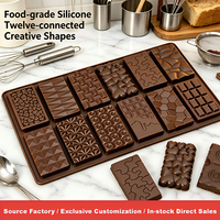 Moules à chocolat créatifs en silicone à 12 cavités - Qualité alimentaire, résistants à la chaleur, compatibles four et lave-vaisselle, pour la cuisson de barres chocolatées et de bonbons