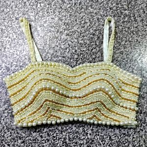 Top Choli Étnico con Cuentas de Perlas para Mujer, Estilo Indio-Pakistaní para Fiestas - Product Image 1