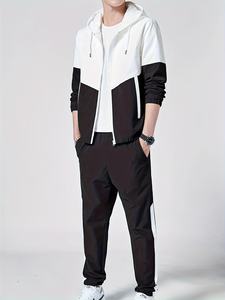 ชุดเสื้อแจ็คเก็ตและกางเกงกีฬาผู้ชายสไตล์สปอร์ต ผลิตจากผ้าสแปนเด็กซ์/คอตตอน แห้งเร็ว พิมพ์ลายดิจิทัล พร้อมผ้าถัก - Product Image 3