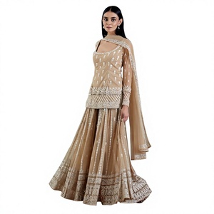Modern Style Women's Foux Georgette Embroidery Work Salwar Kameez Set Festival Party Casual Plus Size Indian - Product Image 1