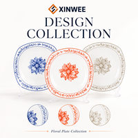 Assiette en céramique élégante à motifs floraux, fabrication directe, logo personnalisé, plat décoratif en porcelaine pour la maison, la table d'hôtel, la décoration, souvenir